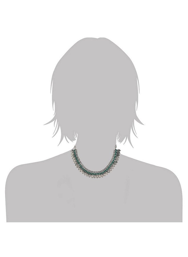 I Jewels I Jewels Navratri Silver Oxidised Traditional Style Coin Necklace With Earrings For Women & Girls (MC063ZG)  - Image 3