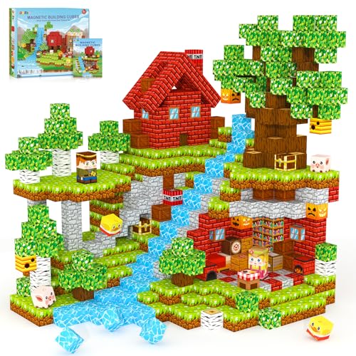 ORZbb Magnetic Blocks Kids Games Building Toys for 3 4 5 6 7 8 9 10 11 12 Year Old Boys Girls Magnetic Tiles Cubes STEM Sensory Toys for Toddler Travel Party Christmas Birthday Gifts - Image 1