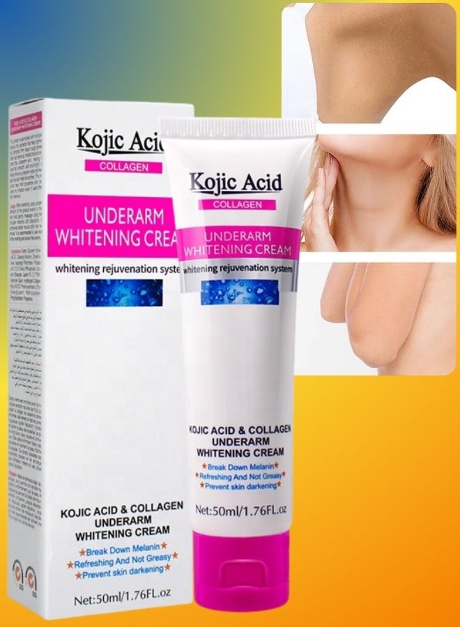 GUANJING Underarm Whitening Cream 50ml Kojic Acid Skin Lightening Cream,Intimate Area Dark Spot Remover Armpit,Knees,Legs and Inner Thigh Cream for Acanthosis Nigricans,Non-Greasy Dark Spot Corrector Underarm Cream - Image 1