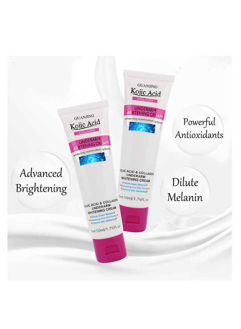GUANJING Underarm Whitening Cream 50ml Kojic Acid Skin Lightening Cream,Intimate Area Dark Spot Remover Armpit,Knees,Legs and Inner Thigh Cream for Acanthosis Nigricans,Non-Greasy Dark Spot Corrector Underarm Cream - Image 5