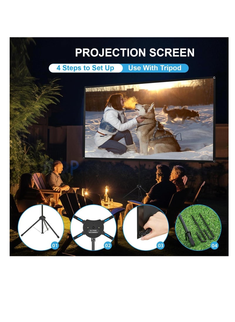 Generic Projector Screen with Stand, 84 Inch Movie Screen, 16:9 4K HD Projection Screen for Indoor Outdoor, Projector Screen and Stand with Bag for Home Theater Backyard Cinema (84")  - Image 4