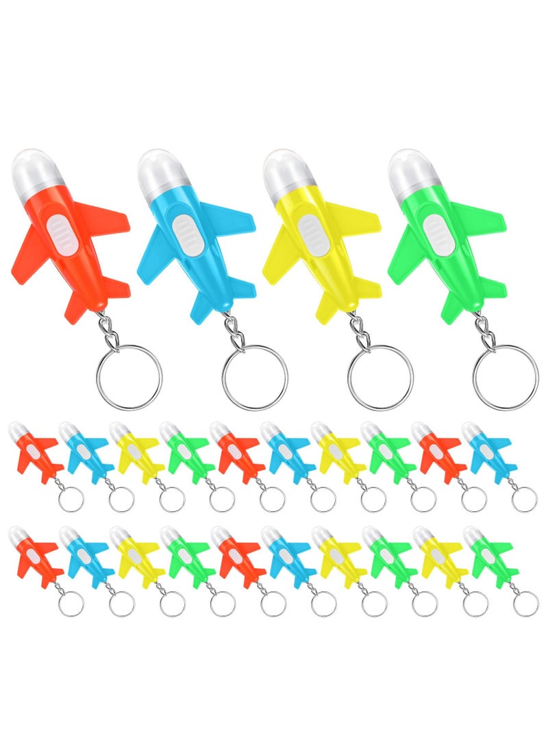 SYOSI - Mini Rocket Flashlight Keychain 4 Colors Kids Rocket Led Flashlight for Astronaut Themed Outer Space Party Favors Birthday Party 50 Pcs, Airplane - Image 1