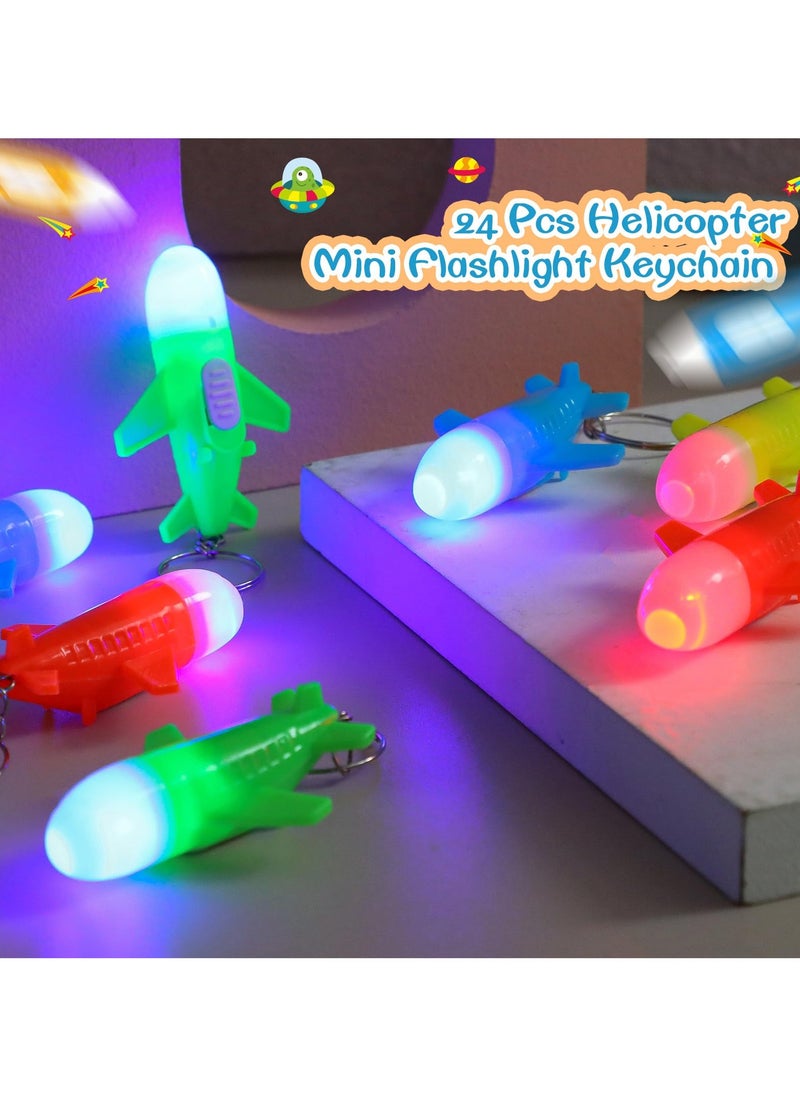 SYOSI - Mini Rocket Flashlight Keychain 4 Colors Kids Rocket Led Flashlight for Astronaut Themed Outer Space Party Favors Birthday Party 50 Pcs, Airplane - Image 1