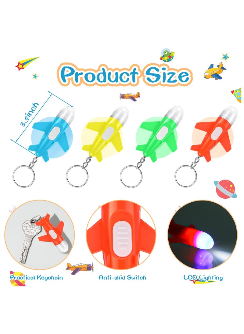 SYOSI - Mini Rocket Flashlight Keychain 4 Colors Kids Rocket Led Flashlight for Astronaut Themed Outer Space Party Favors Birthday Party 50 Pcs, Airplane - Image 1