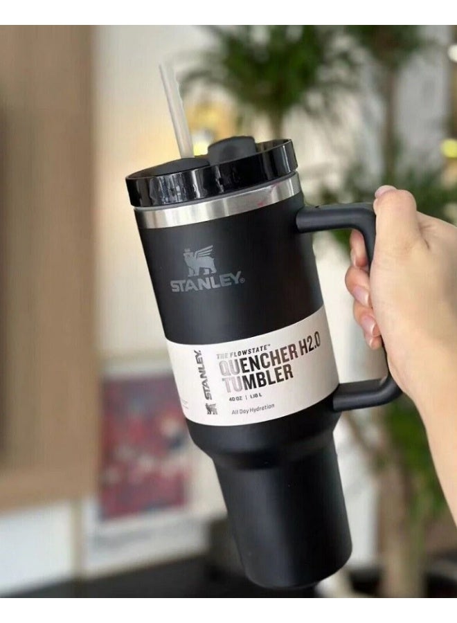 Stanley Quencher H2.0 BLACK FlowState Stainless Steel Vacuum Insulated Tumbler with Lid and Straw