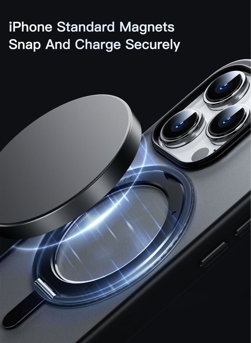 Momax Amour Magnetic for iPhone 15 PRO Case Cover with MagSafe with 360degree Rotatable Kickstand - Pink - Image 3