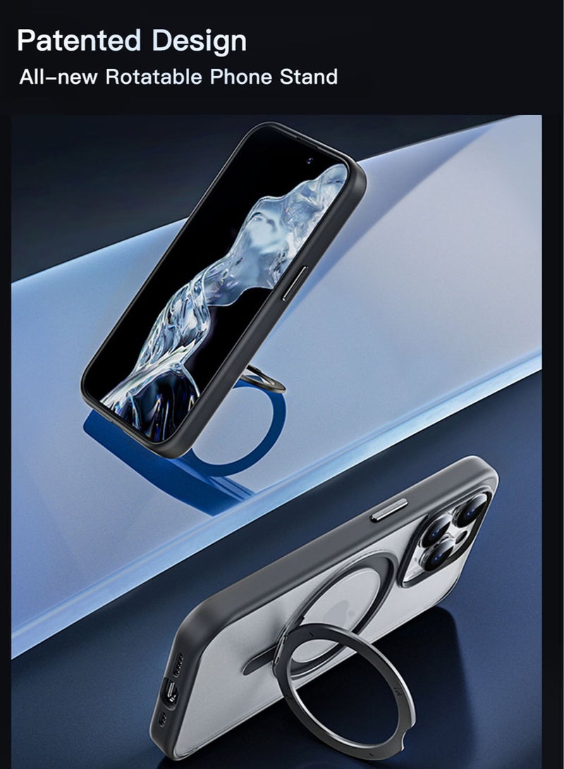 Momax Amour Magnetic for iPhone 15 PRO Case Cover with MagSafe with 360degree Rotatable Kickstand - Pink - Image 2