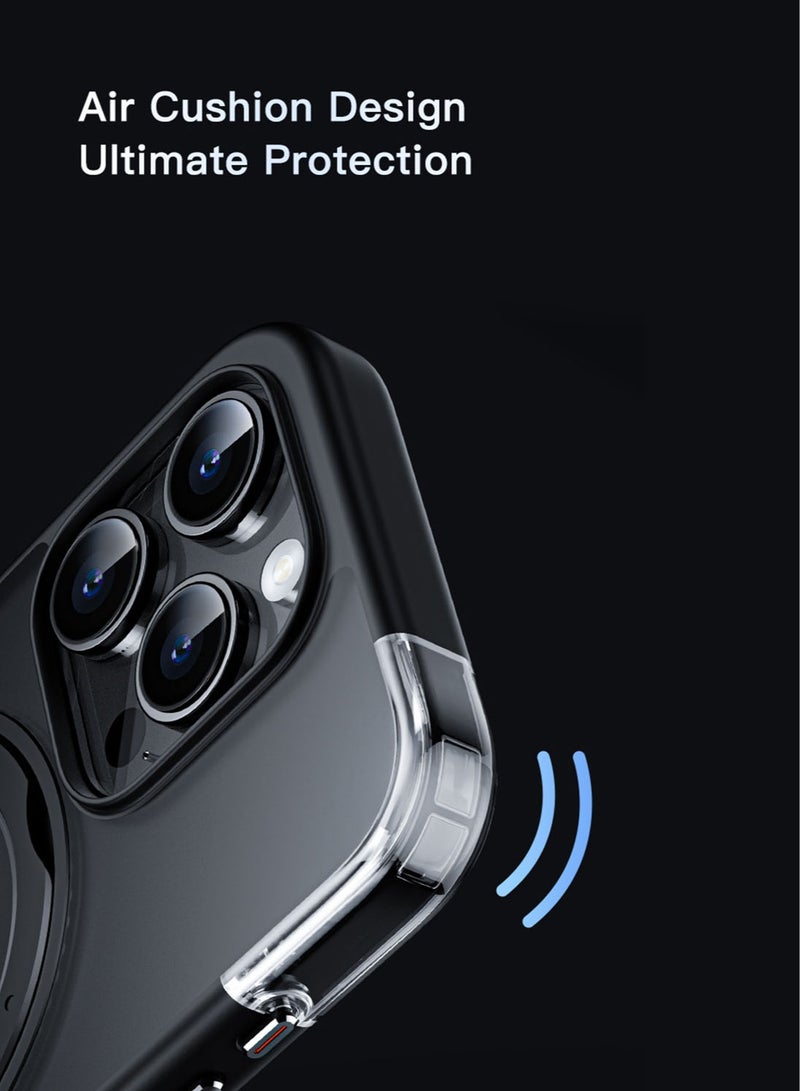 Momax Amour Magnetic for iPhone 15 PRO Case Cover with MagSafe with 360degree Rotatable Kickstand - Pink - Image 5