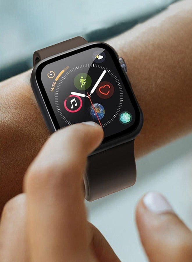 غطاء حماية شاشة من 3 قطع بسطح منحني بدون درزات عالي الجودة ومقاوم للخدش لساعة Apple Watch 7 غطاء شفاف مقاوم للماء - Image 5
