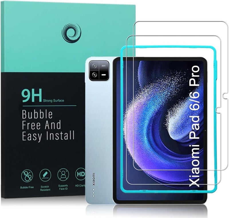 ايبيويند واقي شاشة لجهاز Xiaomi Pad 6/ Pad 6 Pro مقاس 11 بوصة (ليس لجهاز Xiaomi Pad 5/ Pad 5 Pro)، مع قطعتين من الزجاج المقوى، [قارئ بصمات الأصابع، سهل التركيب] - Image 1