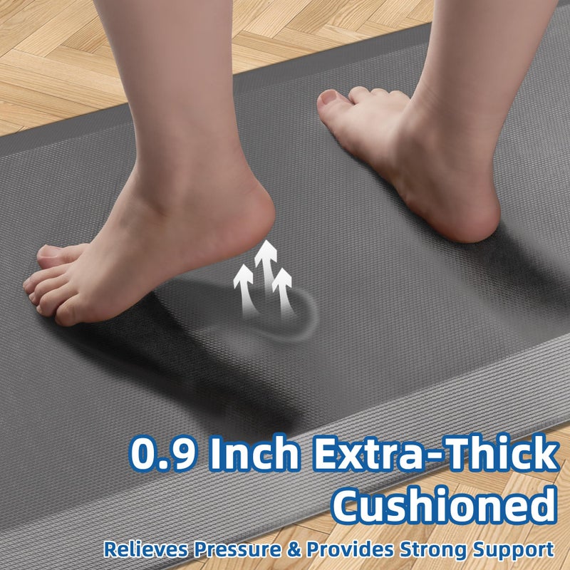 Tyrot Anti Fatigue Kitchen Mats for Floor, Grey 9/10 Extra Thick Cushioned Standing Desk Mat, Comfort Memory Foam Ergonomic Kitchen Rugs and Mats Non-Slip Waterproof for Office, Kitchen, Sink, 20" x 32" - Image 3