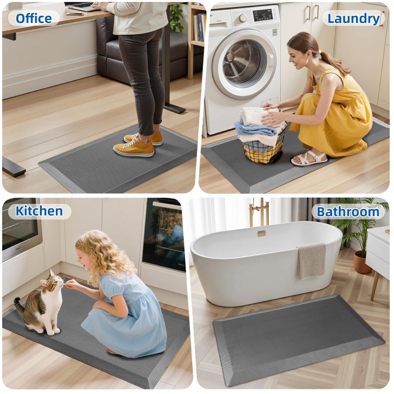 Tyrot Anti Fatigue Kitchen Mats for Floor, Grey 9/10 Extra Thick Cushioned Standing Desk Mat, Comfort Memory Foam Ergonomic Kitchen Rugs and Mats Non-Slip Waterproof for Office, Kitchen, Sink, 20" x 32" - Image 5
