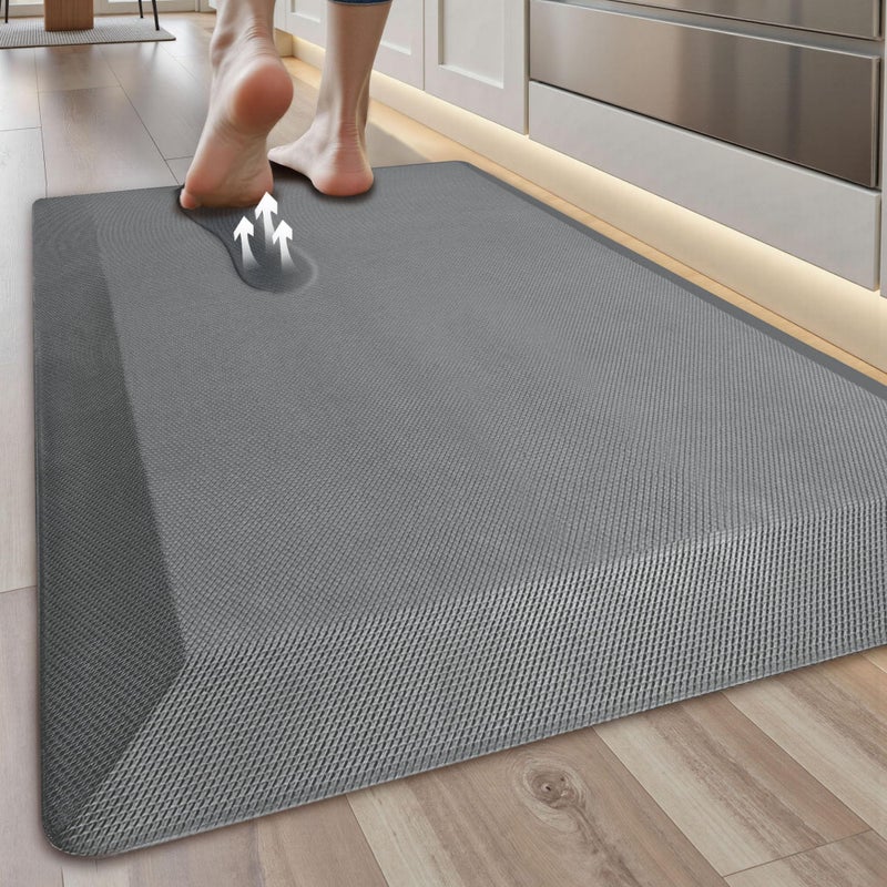 Tyrot Anti Fatigue Kitchen Mats for Floor, Grey 9/10 Extra Thick Cushioned Standing Desk Mat, Comfort Memory Foam Ergonomic Kitchen Rugs and Mats Non-Slip Waterproof for Office, Kitchen, Sink, 20" x 32" - Image 1