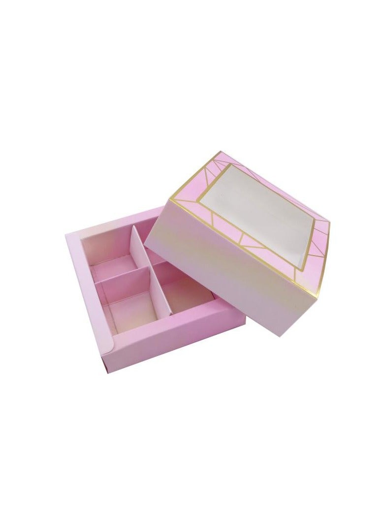 PARTY FUN صندوق شوكولاتة 10.5x10.5x3.7 سم، مجموعة من 4 أقسام، أشهى الحلويات لكل احتفال - Image 1
