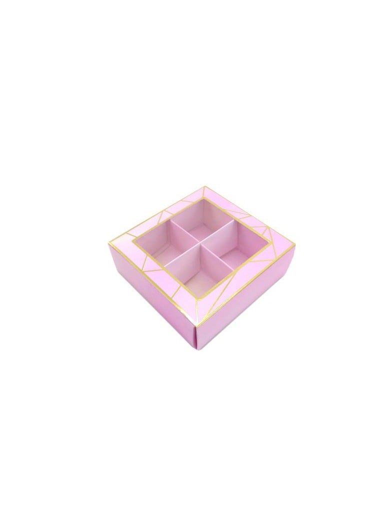 PARTY FUN صندوق شوكولاتة 10.5x10.5x3.7 سم، مجموعة من 4 أقسام، أشهى الحلويات لكل احتفال - Image 3