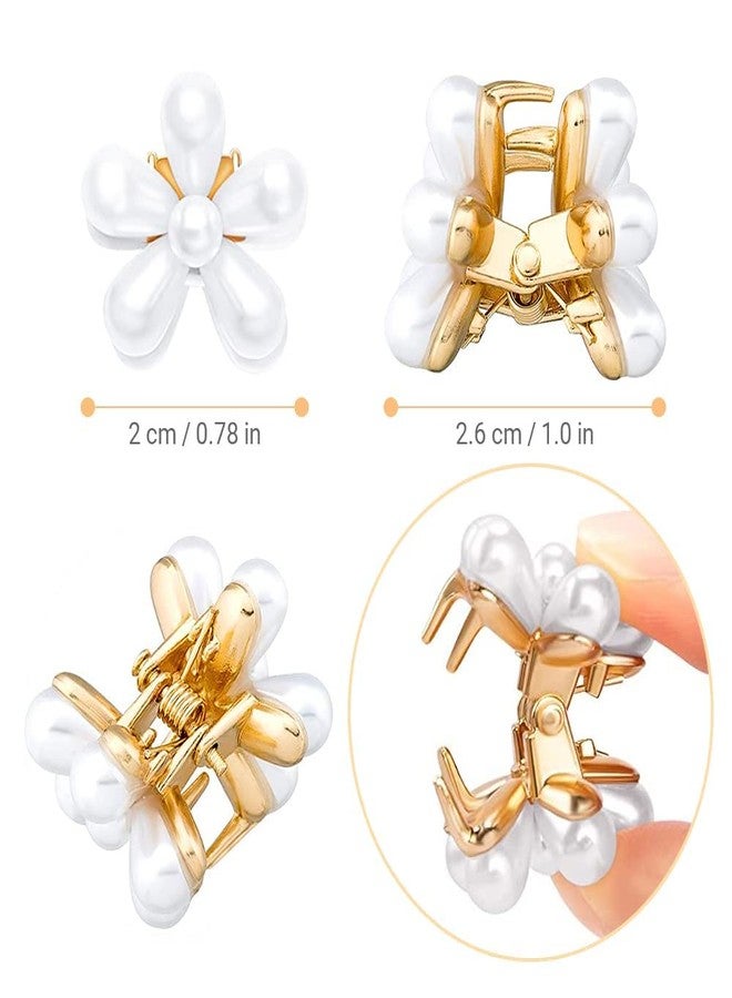SUNBIRD Mini Pearls Hair Clips Decorative Pearl Claw Clips With Flower Design Wedding Hair Claw Clips,10 Pcs Pearl Hair Barrettes Hair Accessories Clips For Women Girls - Image 3