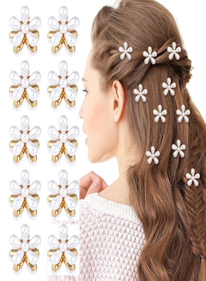 SUNBIRD Mini Pearls Hair Clips Decorative Pearl Claw Clips With Flower Design Wedding Hair Claw Clips,10 Pcs Pearl Hair Barrettes Hair Accessories Clips For Women Girls - Image 1