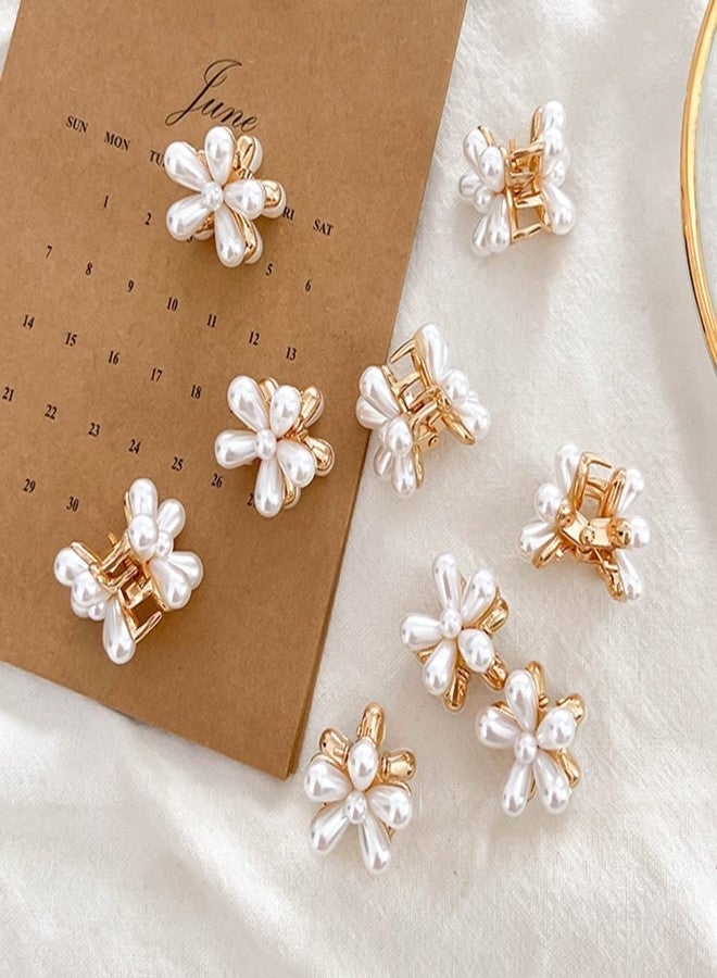 SUNBIRD Mini Pearls Hair Clips Decorative Pearl Claw Clips With Flower Design Wedding Hair Claw Clips,10 Pcs Pearl Hair Barrettes Hair Accessories Clips For Women Girls - Image 2