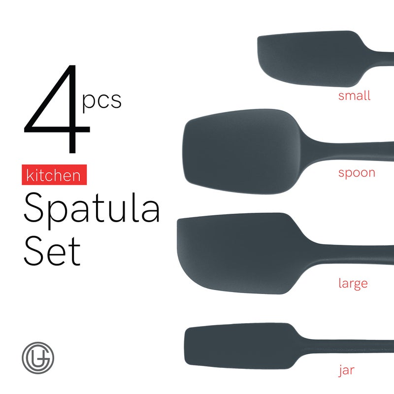 UpGood Silicone Spatula Set 600F - High Heat Resistant Nonstick  Small and Large Kitchen Spatulas - Flexible BPA Free Professional Grade Cookware - Utensils for Cooking  Baking  Mixing(4 Pcs  Grey) - Image 2