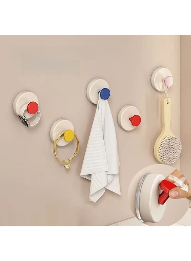 5Pcs Pink Strong Suction Cup Hooks No Drill Bathroom Kitchen Dual Use Removable - Image 2