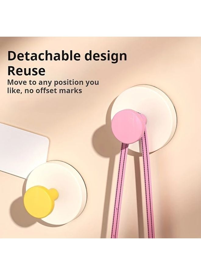 5Pcs Pink Strong Suction Cup Hooks No Drill Bathroom Kitchen Dual Use Removable - Image 5