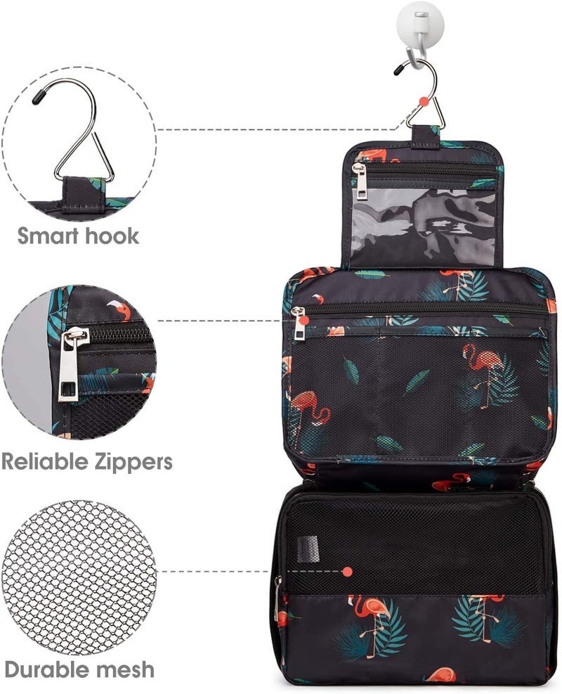 TAGUDA Nylon Cosmetic Toiletry Makeup Vanity Shaving Household Grooming Travel Storage Organizer Bags Pouch Kit Pack For Men Women Girls Travel (Black | Design 2) - Image 2