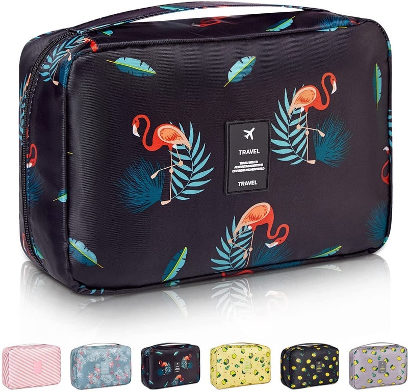 TAGUDA Nylon Cosmetic Toiletry Makeup Vanity Shaving Household Grooming Travel Storage Organizer Bags Pouch Kit Pack For Men Women Girls Travel (Black | Design 2) - Image 5