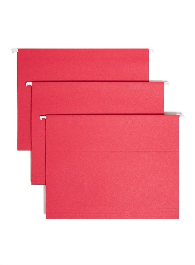 Smead Colored Hanging File Folder with Tab, 1/5-Cut Adjustable Tab, Letter Size, Red, 25 per Box (64067) - Image 1