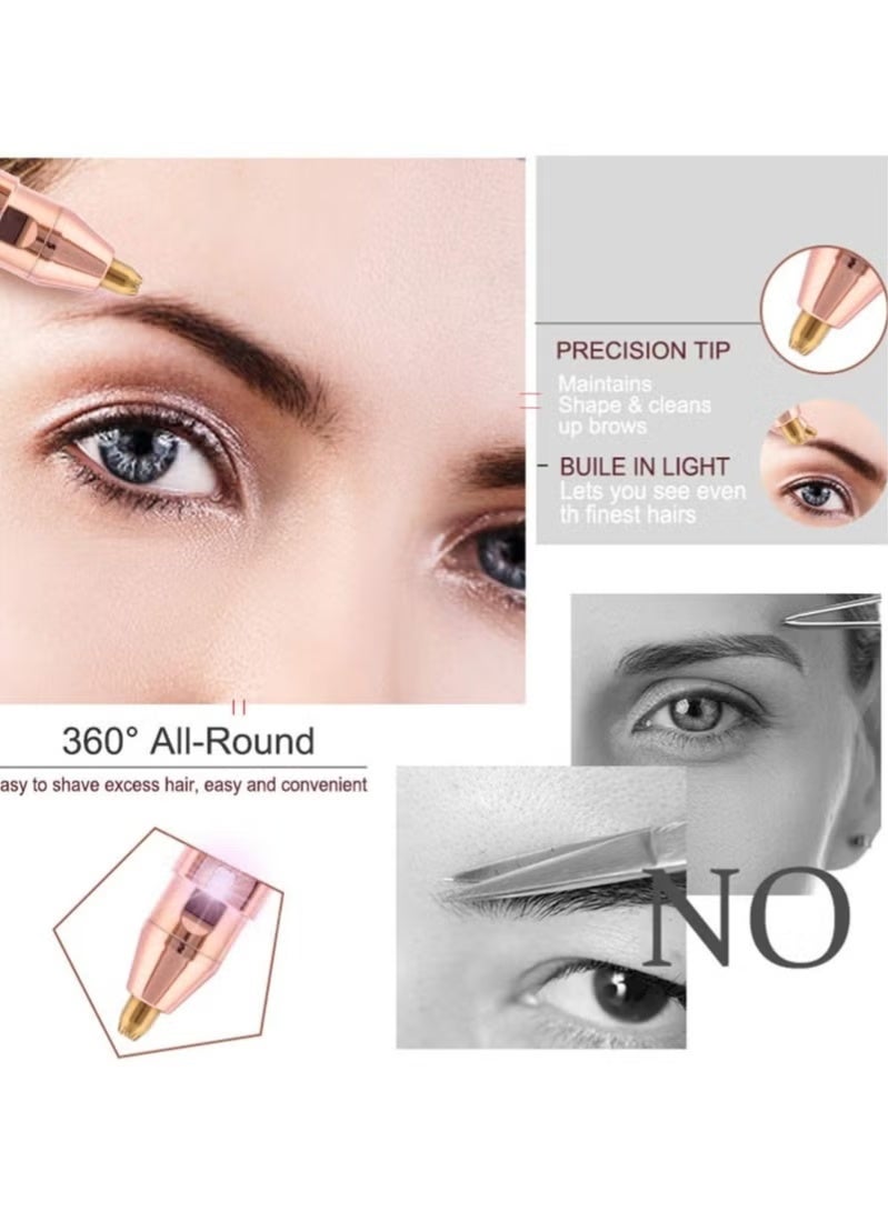 The Moekin 2-in-1 eyebrow and facial hair removal device is designed for women and is painless. It's about the size of a lipstick and can be used to remove hair from the face, hands, underarms, legs, and bikini area. - Image 2