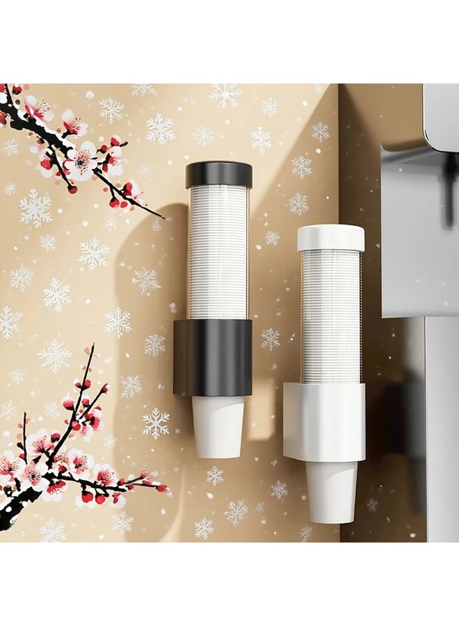 Black No Punch Wall Mount Cup Holder Strong Adhesive Space Saving Dispenser For Home Office - Image 2