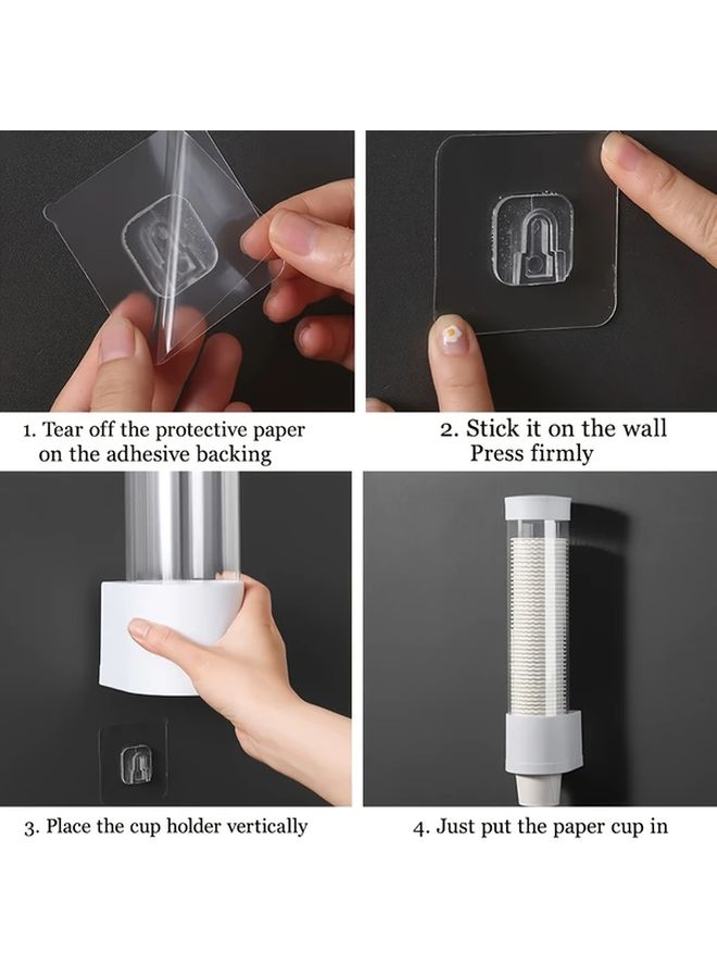 Black No Punch Wall Mount Cup Holder Strong Adhesive Space Saving Dispenser For Home Office - Image 4