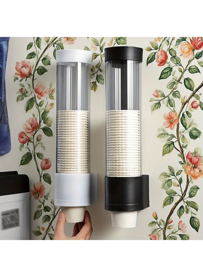 Black No Punch Wall Mount Cup Holder Strong Adhesive Space Saving Dispenser For Home Office - Image 1