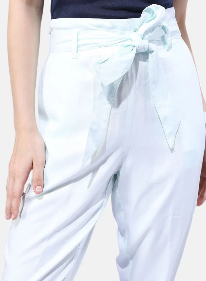 مرفوعة Women Tapered Solid High-Rise Pants