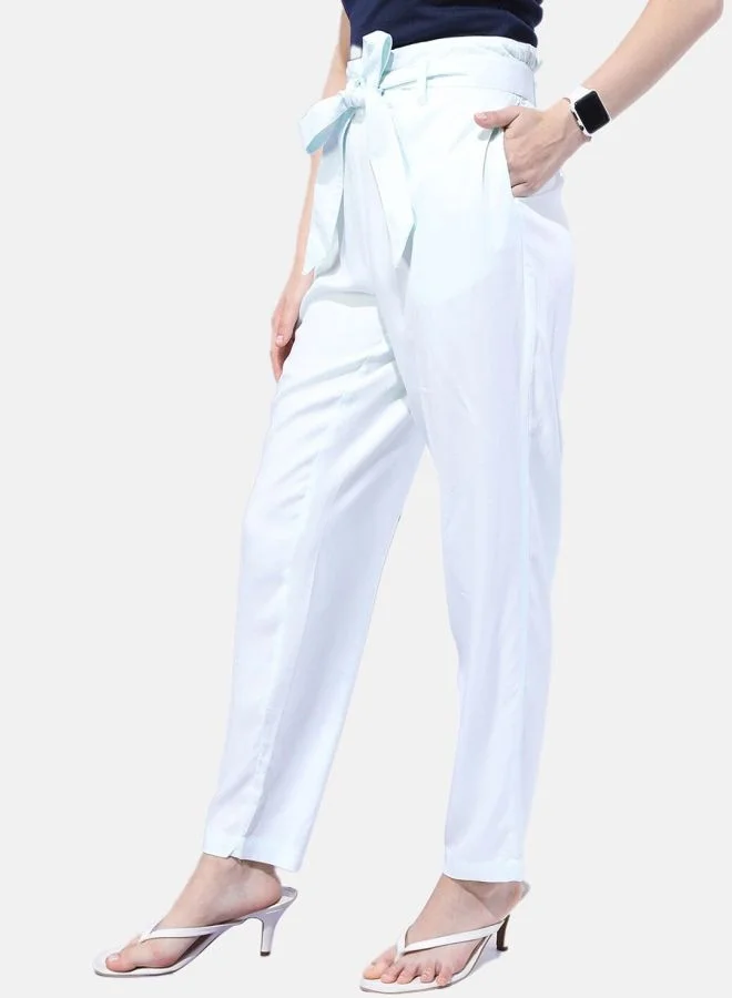 مرفوعة Women Tapered Solid High-Rise Pants