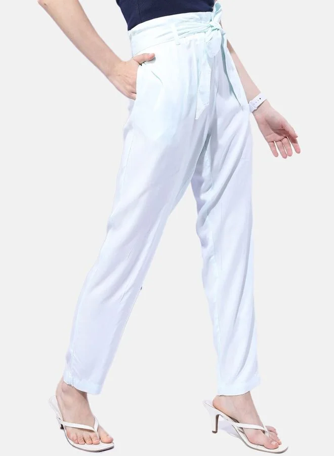 مرفوعة Women Tapered Solid High-Rise Pants