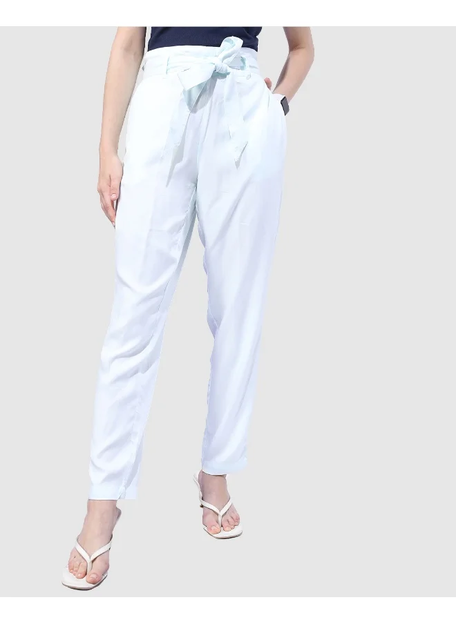 مرفوعة Blue Glass Women Tapered Casual Solid Regular Tapered Pants