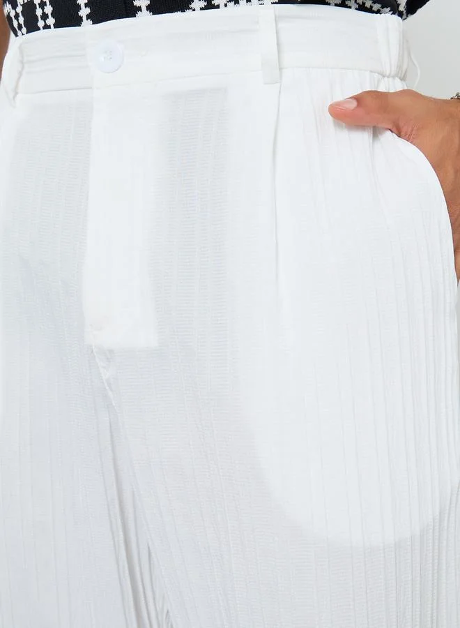 Take Two  Men White Textured Straight Leg Trousers for Men | Best Price UAE