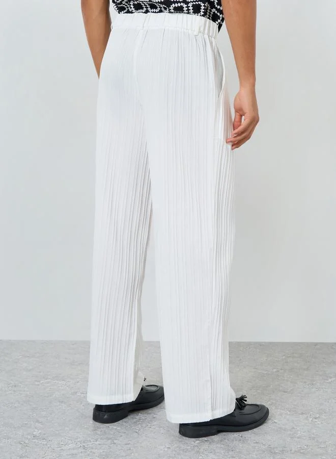 Take Two  Men White Textured Straight Leg Trousers for Men | Best Price UAE
