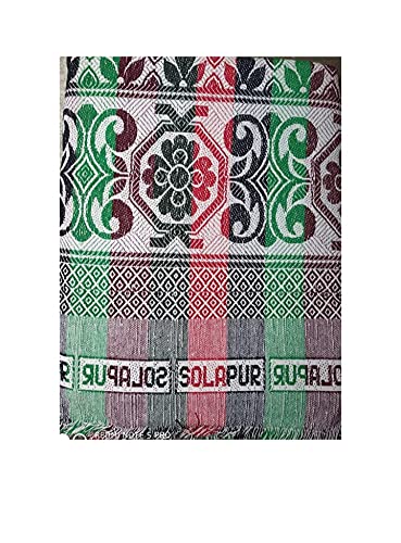 R K Textiles R K Textiles 100 Pure Cotton Soft Blanket Chaddar Top Sheet Solapuri Chaddar Multi Color 