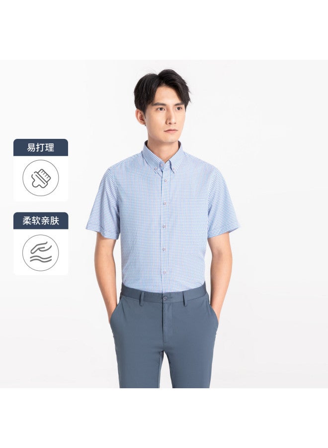 Goldlion Mall Same Style】spring Summer Men's Short Sleeve Shirt Classic Checkered Business Casual Shirt For Men - Image 2