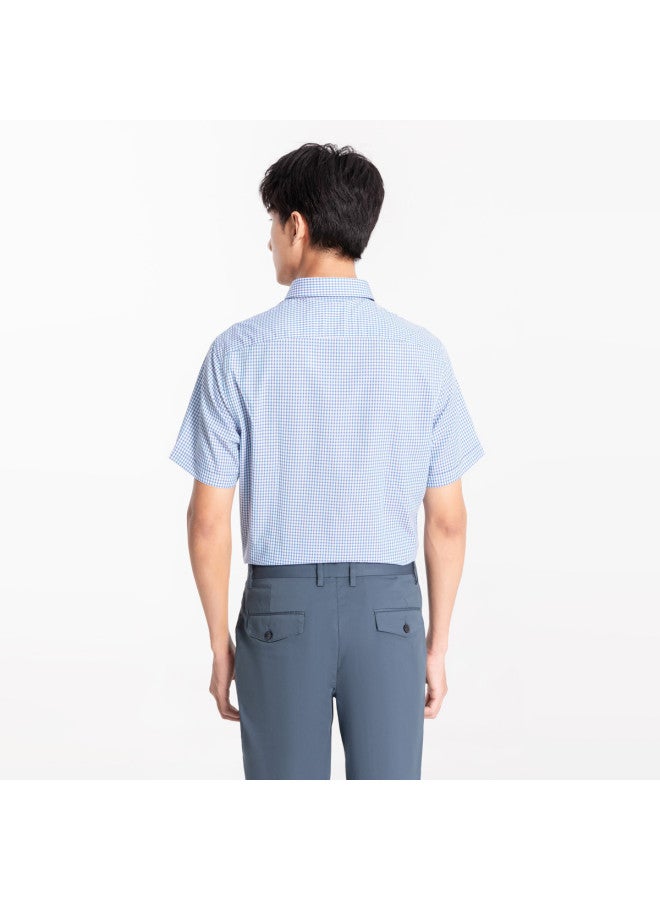 Goldlion Mall Same Style】spring Summer Men's Short Sleeve Shirt Classic Checkered Business Casual Shirt For Men - Image 5