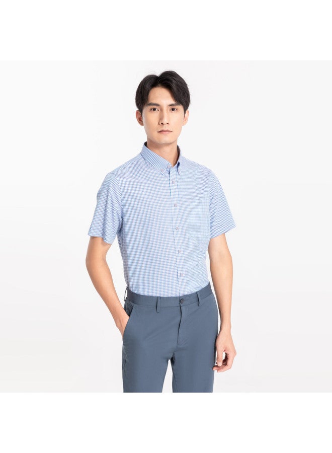 Goldlion Mall Same Style】spring Summer Men's Short Sleeve Shirt Classic Checkered Business Casual Shirt For Men - Image 3