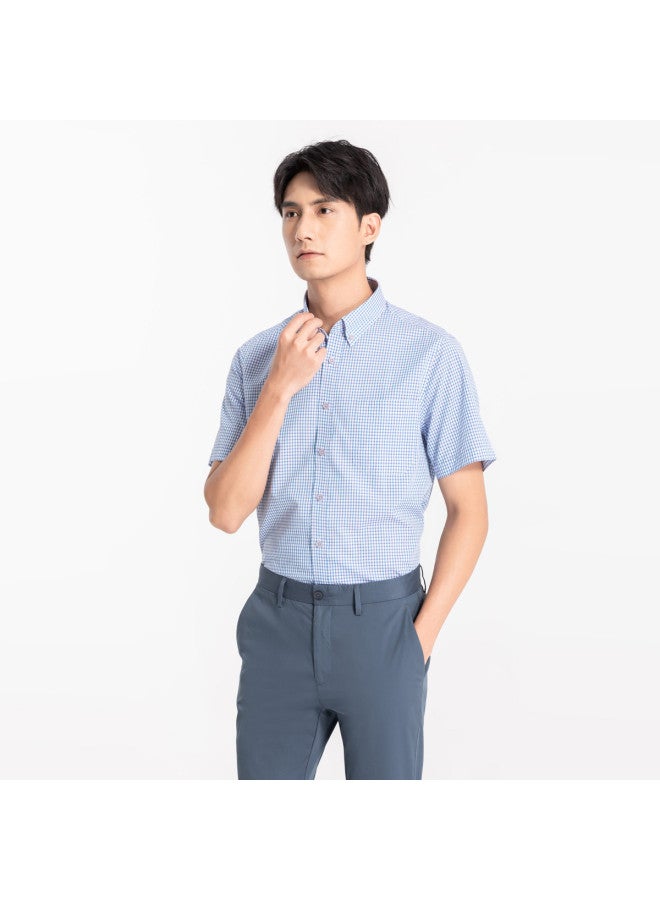 Goldlion Mall Same Style】spring Summer Men's Short Sleeve Shirt Classic Checkered Business Casual Shirt For Men - Image 4