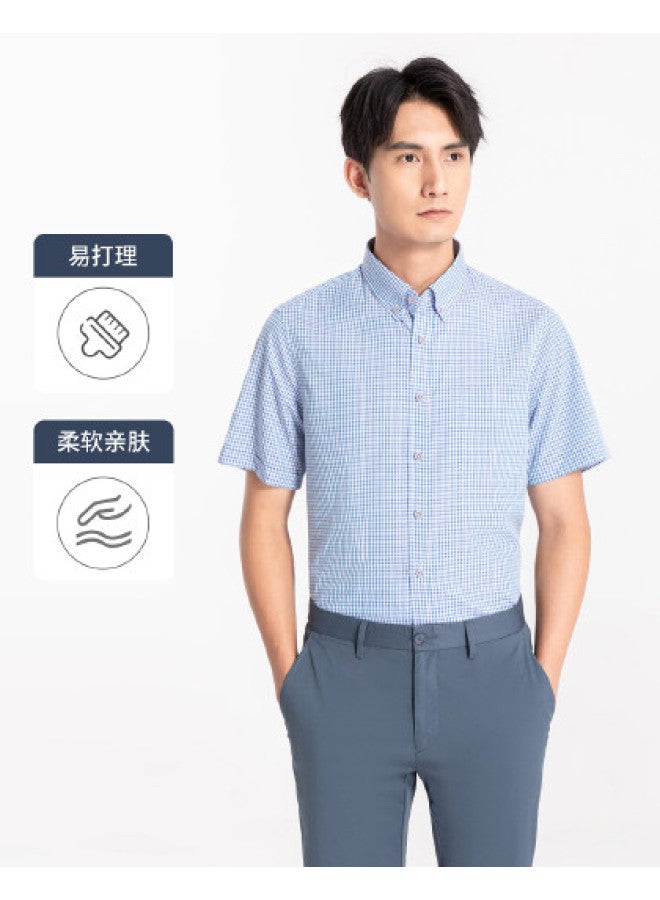 Goldlion Mall Same Style】spring Summer Men's Short Sleeve Shirt Classic Checkered Business Casual Shirt For Men - Image 1