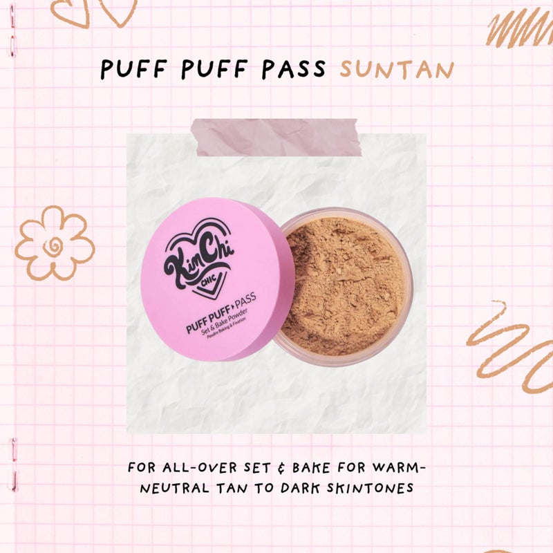 Kimchi Chic Beauty Puff Puff Pass Set and Bake Setting Powder for Makeup, Extra Fluffy Loose Face Powder Poof, Soft Natural Face Makeup for Uneven Skin Tone, 05 Suntan - Image 4