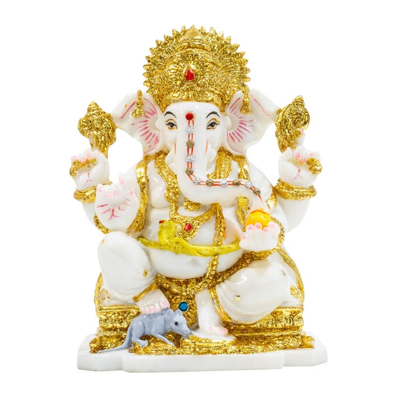 Avighna Ganesh Idol for Home Ganpati Murti Ganesha Idol with Golden Accents for Home Decor Office Desk Door Entrance Home Puja Living Room House Warming Gift Big Size - Image 1