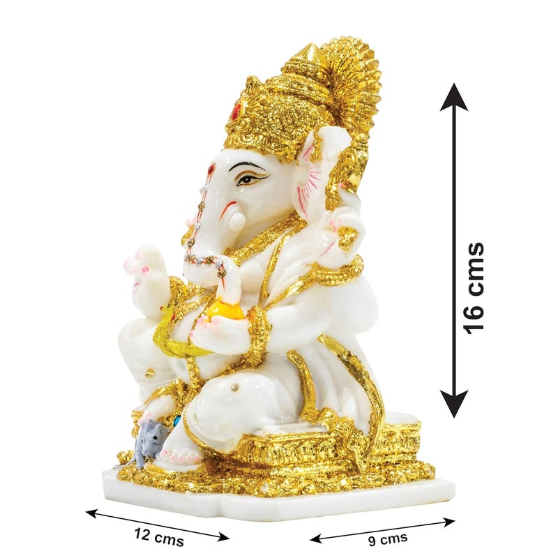 Avighna Ganesh Idol for Home Ganpati Murti Ganesha Idol with Golden Accents for Home Decor Office Desk Door Entrance Home Puja Living Room House Warming Gift Big Size - Image 5