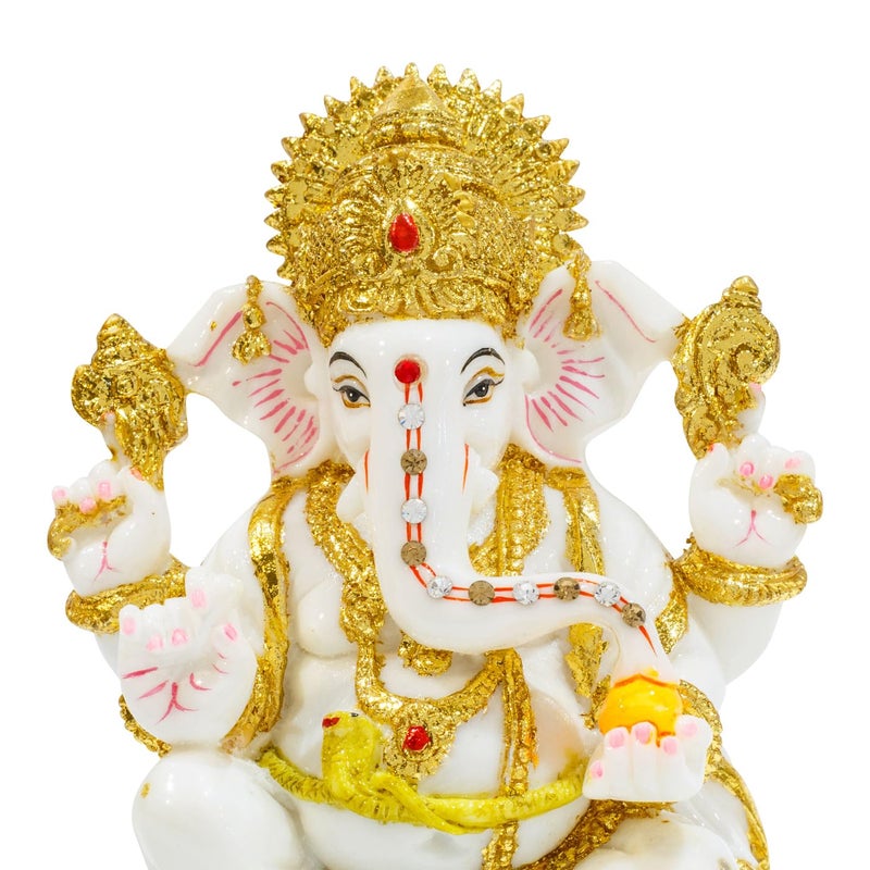 Avighna Ganesh Idol for Home Ganpati Murti Ganesha Idol with Golden Accents for Home Decor Office Desk Door Entrance Home Puja Living Room House Warming Gift Big Size - Image 4