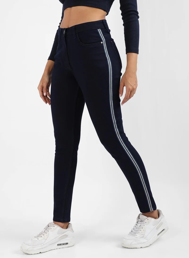 Campus Sutra Campus Sutra Women's Side-Striped Skinny Fit Denim Jeans