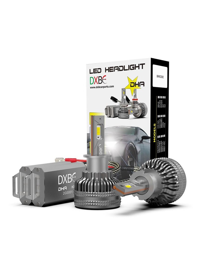 DXB-C H3 100W 12.000LM SET 6500K LED Car Headlights 300% Brightness New 6500K Cool White Bulb High Beam and Low Beam Pack of 2 - Image 1